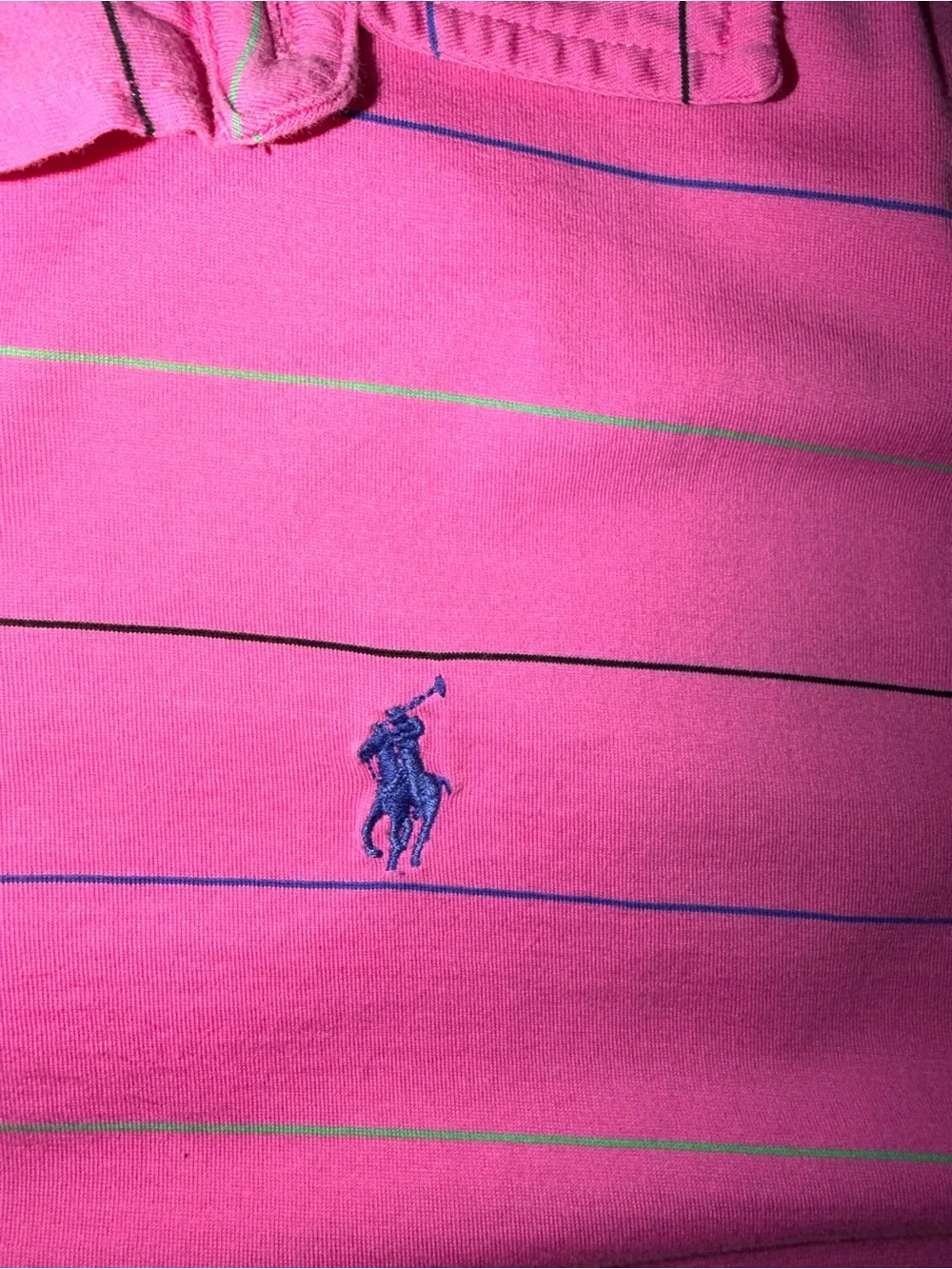 Polo by Ralph Lauren Men’s Pink Striped Polo Shirt size Large 100% Pima cotton
